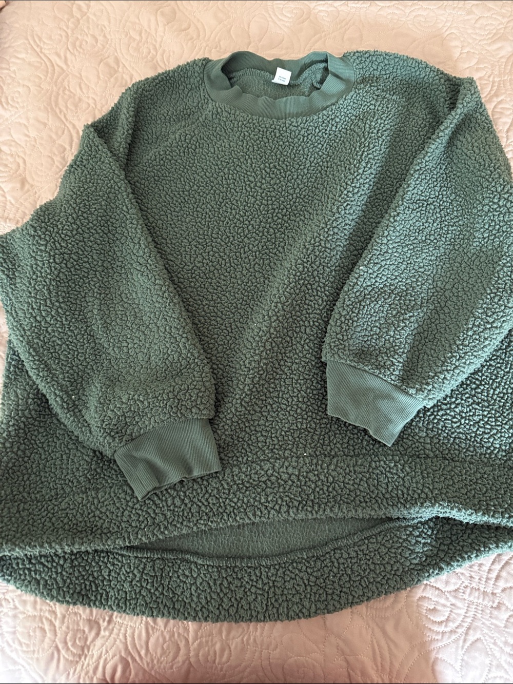 Old Navy Olive Green Sherpa Crewneck Sweater (XXL)